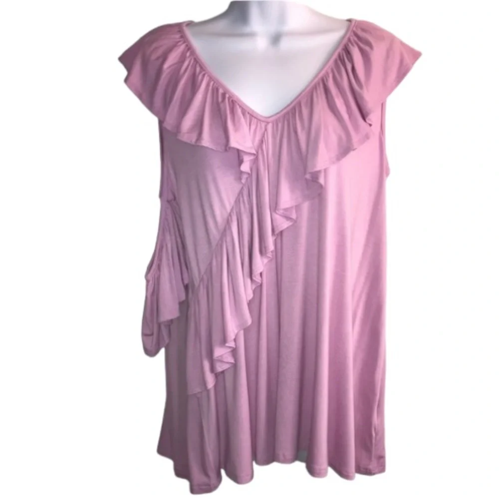 Chic Lilac Ruffle Blouse - Picture 6 of 14